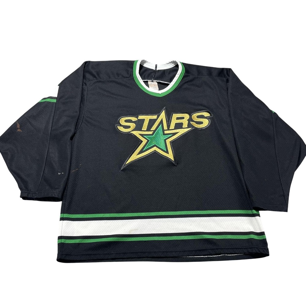 Vintage Dallas Stars Jersey Mens Medium Black NHL Hockey Blank MaskaUSA 90s